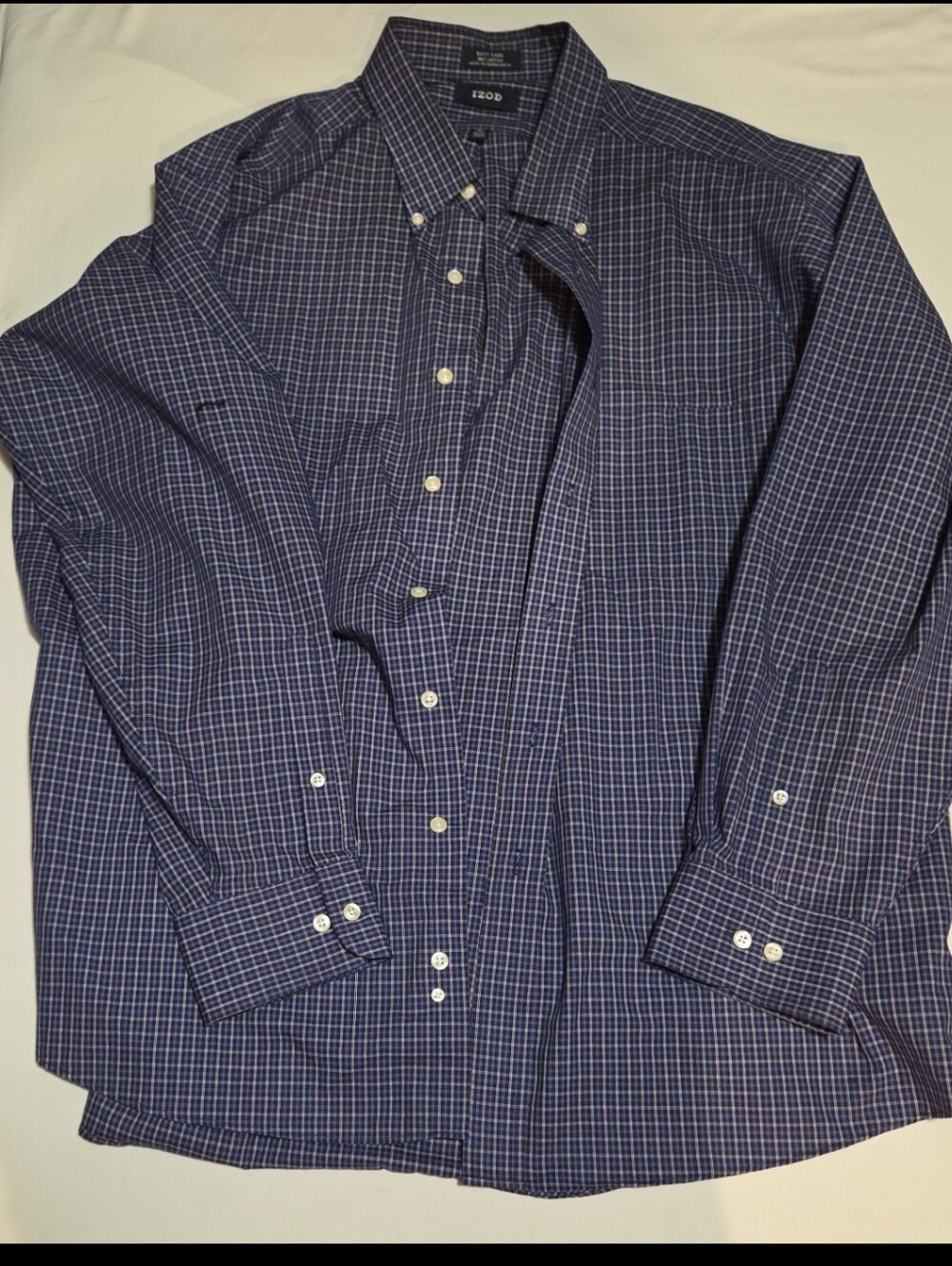 Izod Men's 2X blue plaid button up dress shirt #19